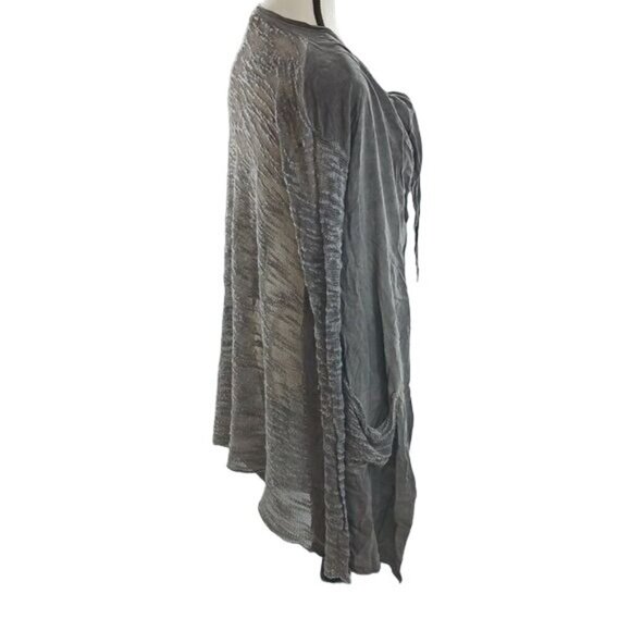 BKE Cardigan Sweater Womens S Gray Sheer Tie Front Lightweight Drape Open Long - Picture 3 of 6